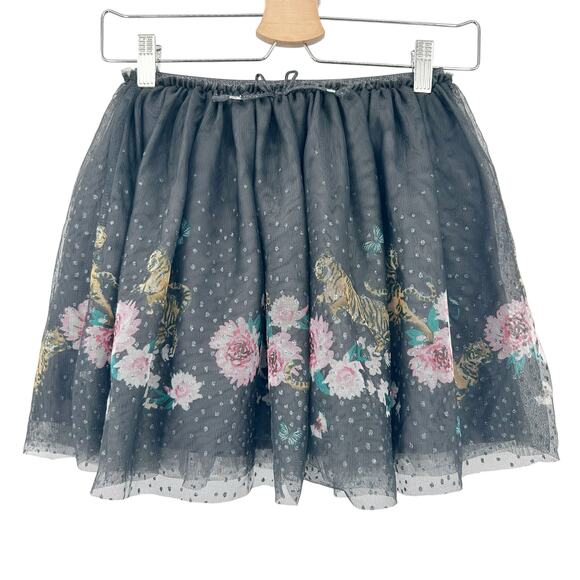 H&M‎ Girls Whimsigoth Floral Tiger Balletcore Glittery Tulle Mini Skirt 8-10Y - Picture 2 of 8